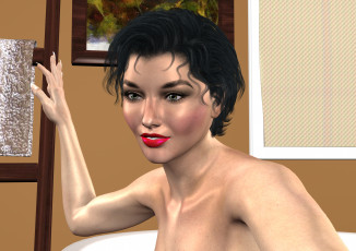 Картинка 3д+графика портрет+ portraits фон взгляд девушка