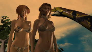 Картинка 3д+графика фантазия+ fantasy змея девушка взгляд фон