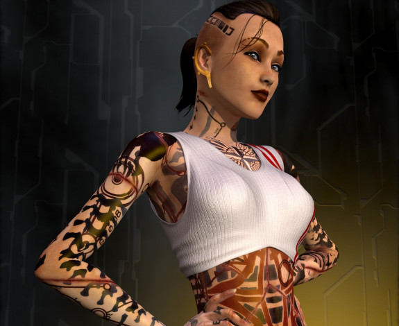 Обои картинки фото 3д графика, люди , people, фон, взгляд, девушка