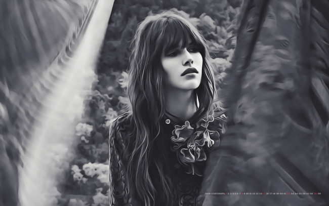 Обои картинки фото календари, компьютерный дизайн, 2019, модель, calendar, женщина, девушка