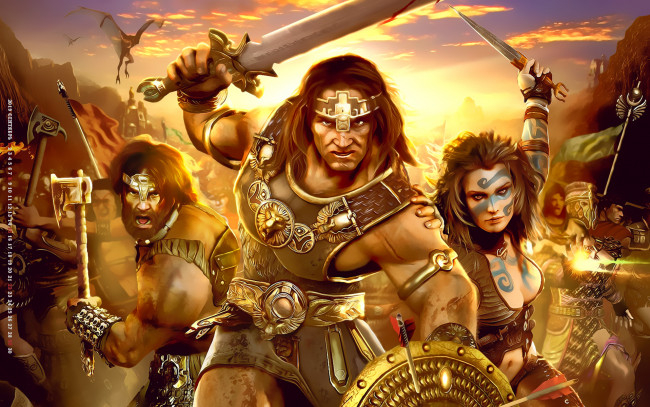 Обои картинки фото календари, видеоигры, 2019, мужчина, calendar, взгляд, оружие, воин, женщина