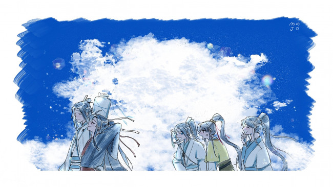 Обои картинки фото аниме, mo dao zu shi, вэй, усянь, лань, ванцзы, дети