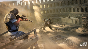 обоя видео игры, warface, колизей, снайпер, оружие, спецназ, робот