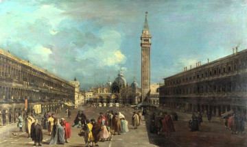 Картинка francesco+guardi рисованное живопись площадь люди здания башня
