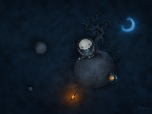 Картинка рисованные vladstudio планета луна тыква