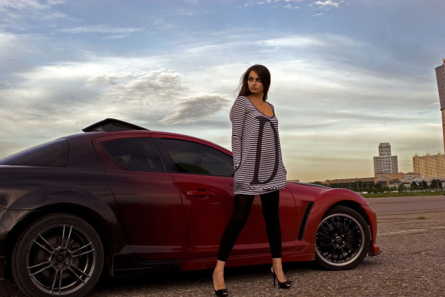 Обои картинки фото автомобили, авто, девушками, mazda