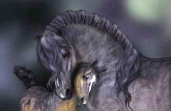 Картинка 3д графика animals животные motherly love