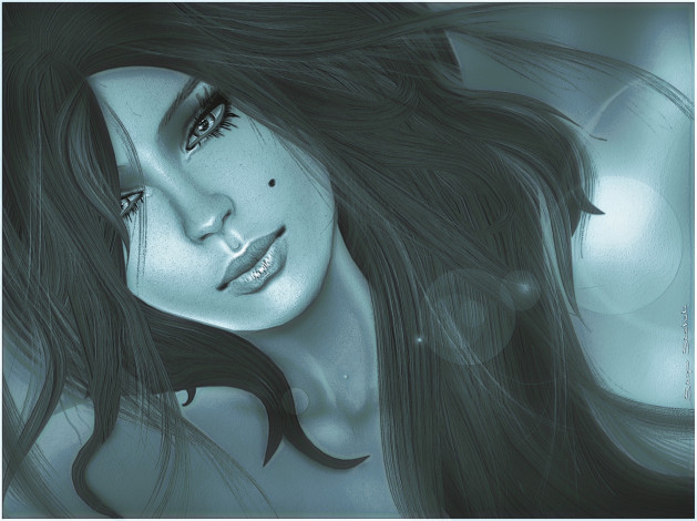 Обои картинки фото 3д, графика, portraits, портрет, волосы, девушка, лицо