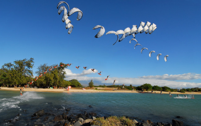 Обои картинки фото windsurfing, спорт, серфинг, виндсерфинг, парус, серфер, монтаж, траектория