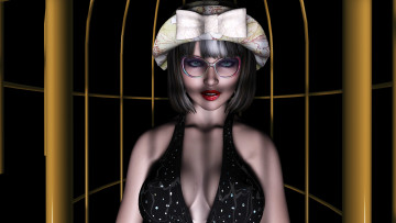 Картинка 3д графика people люди девушка взгляд шляпа очки