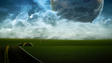 Картинка разное компьютерный дизайн горизонт облака планета трава дорога небо
