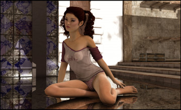 Картинка 3д графика people люди девушка взгляд комната