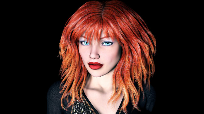 Обои картинки фото 3д, графика, portraits, портрет, девушка, взгляд, рыжая