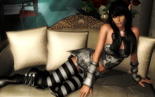 Обои картинки фото 3д, графика, people, люди, девушка, диван, подушки