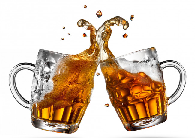 Обои картинки фото еда, напитки, пиво, кружки, пена, брызги
