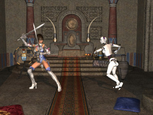 Картинка 3д+графика фантазия+ fantasy оружие фон взгляд девушка киборг интерьер