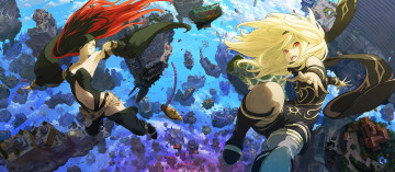 Картинка видео+игры gravity+daze gravity rush 2 daze ps4 девушки прыжок полёт небо тучи волосы ветер