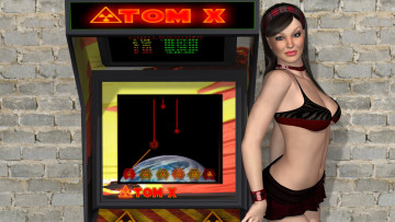 Картинка 3д+графика люди+ people игровой автомат фон взгляд девушка