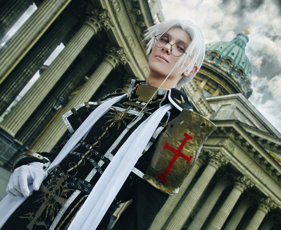 Обои картинки фото разное, cosplay , косплей, арт, парень, костюм, здание