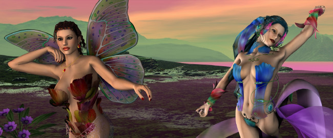 Обои картинки фото 3д графика, эльфы , elves, фон, взгляд, феи