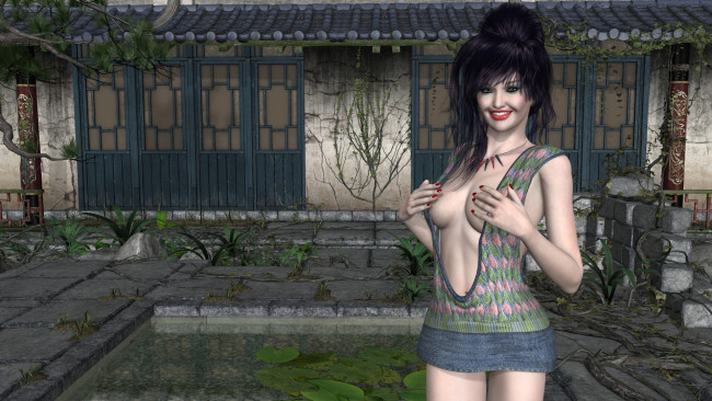 Обои картинки фото 3д графика, люди , people, девушка, фон, взгляд