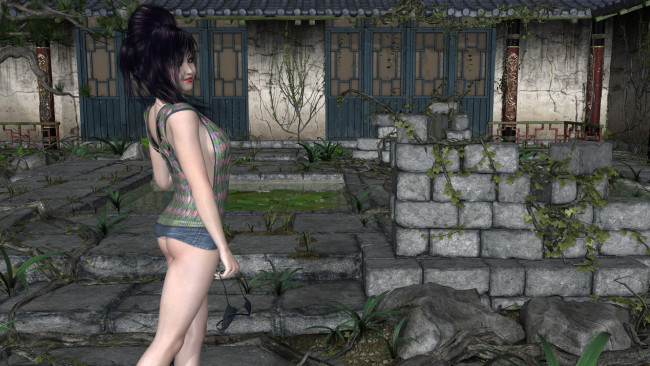 Обои картинки фото 3д графика, люди , people, фон, взгляд, девушка