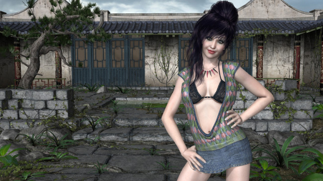 Обои картинки фото 3д графика, люди , people, взгляд, девушка, фон