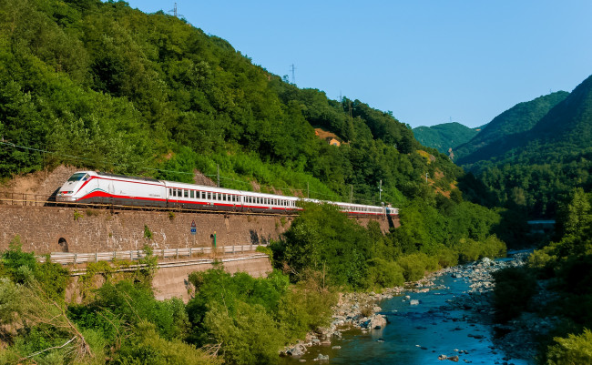 Обои картинки фото техника, поезда, рельсы, локомотив, дорога, железная, состав