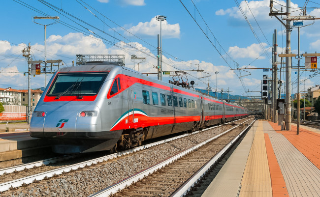 Обои картинки фото техника, поезда, состав, локомотив, рельсы, железная, дорога