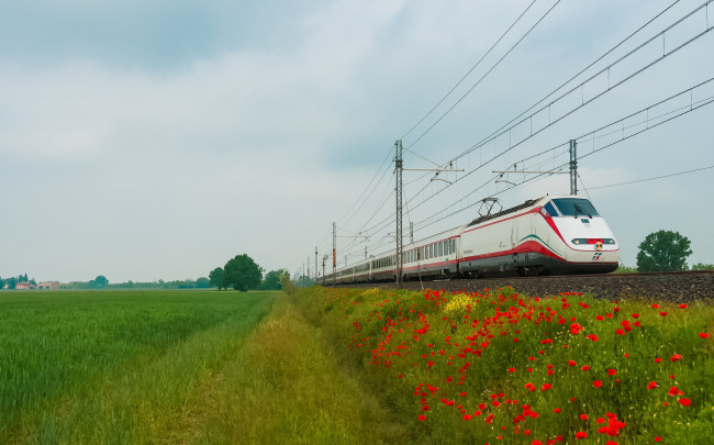 Обои картинки фото техника, электровозы, дорога, состав, локомотив, рельсы, железная