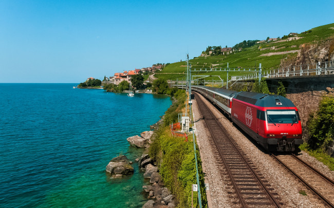 Обои картинки фото техника, поезда, состав, локомотив, рельсы, дорога, железная