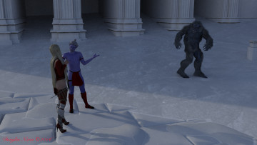 обоя 3д графика, эльфы , elves, существо, эльфы, зима, снег