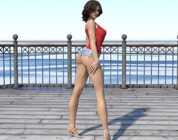 Обои картинки фото 3д графика, люди , people, девушка, взгляд, фон