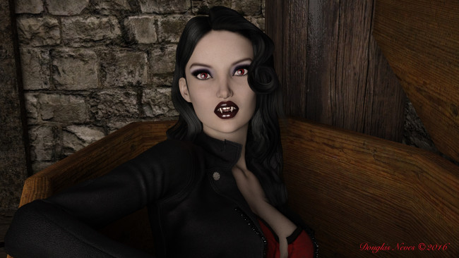 Обои картинки фото 3д графика, существа , creatures, вампир, фон, взгляд, девушка