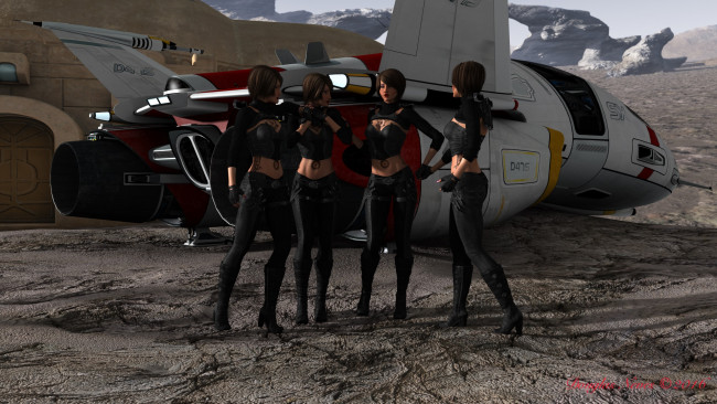 Обои картинки фото planet x, 3д графика, фантазия , fantasy, девушки, взгляд, фон