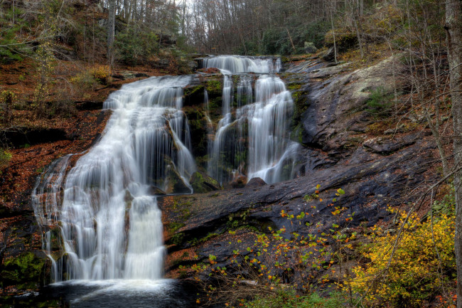 Обои картинки фото природа, водопады, лес, река, водопад