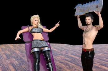 Картинка 3д+графика люди+ people взгляд девушка парень фон