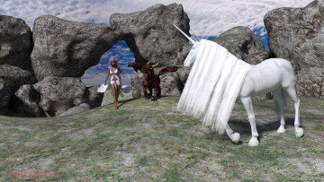 Картинка 3д+графика фантазия+ fantasy девушка взгляд фон дракон