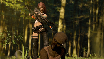 Картинка 3д+графика фантазия+ fantasy оружие фон взгляд девушка