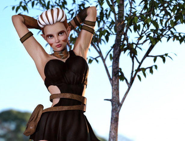 Обои картинки фото 3д графика, эльфы , elves, фон, взгляд, эльфийка