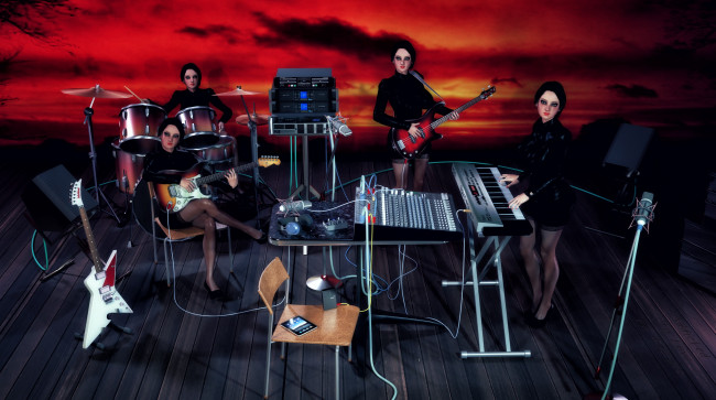 Обои картинки фото 3д графика, люди , people, девушки, взгляд, фон