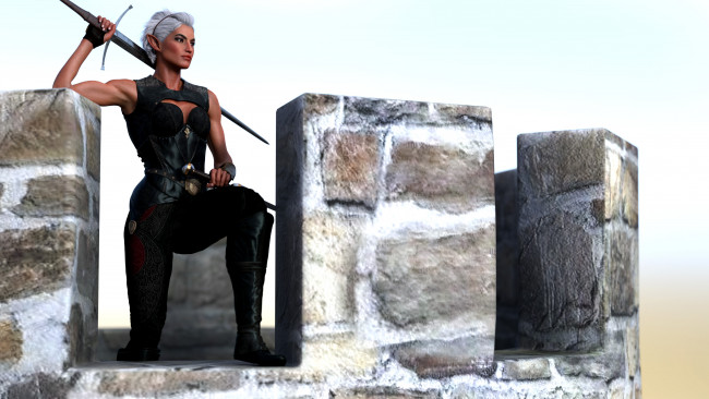 Обои картинки фото 3д графика, эльфы , elves, эльфийка, оружие, взгляд, фон