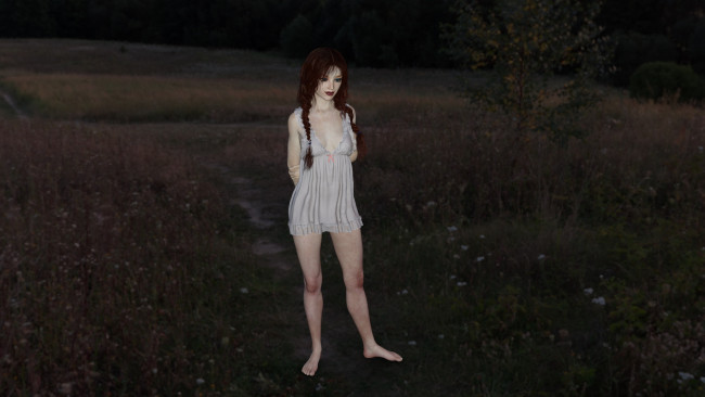 Обои картинки фото 3д графика, люди , people, взгляд, фон, девушка