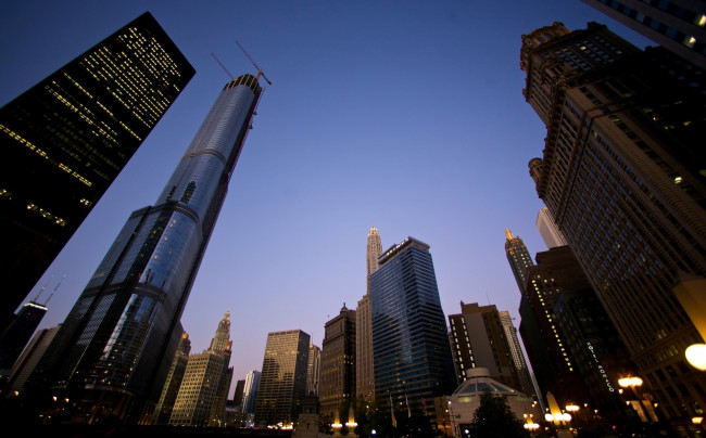 Обои картинки фото города, нью-йорк , сша, огни, небоскребы, здания, дома, небо