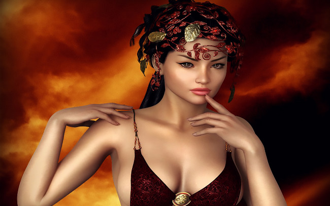 Обои картинки фото 3д графика, люди , people, девушка, взгляд, фон