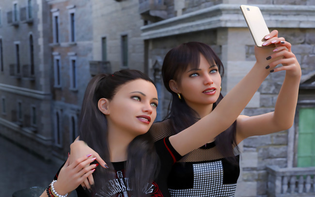 Обои картинки фото 3д графика, люди , people, девушка, взгляд, фон