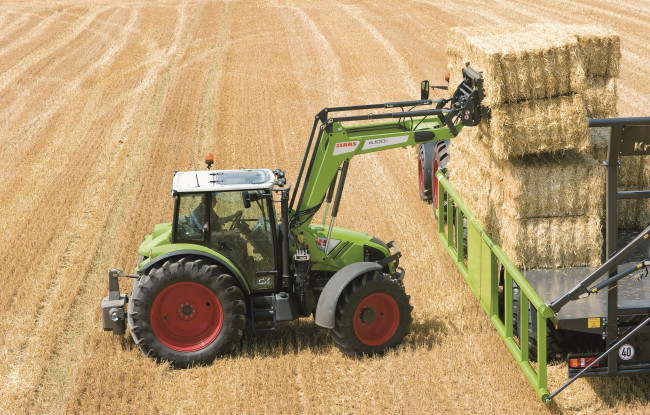 Обои картинки фото техника, фронтальные погрузчики, claas, axion