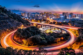 Картинка города -+огни+ночного+города простор