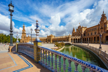 Картинка sevilla+-+plaza+de+espa& 241 a+i города севилья+ испания простор