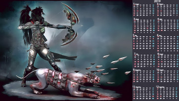 Картинка календари фэнтези девушка оружие существо